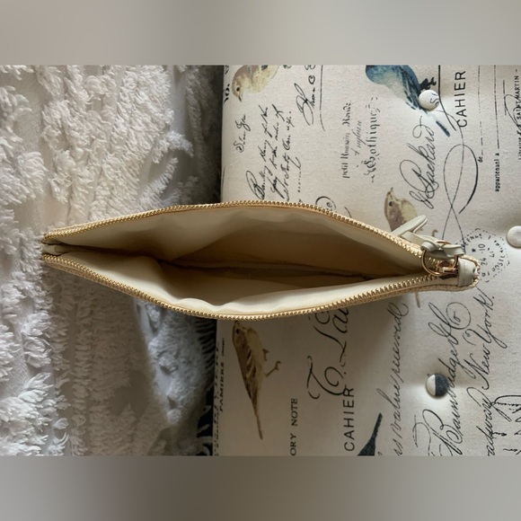 NEW Aveda Cosmetics Pouch: Oatmeal w/Golden Zipper. Zip Pull w/Embossed letter A - Picture 7 of 7